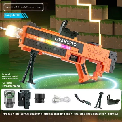 Pixel water gun, 3D toy water gun, high range, modular, easy to assemble, high playability