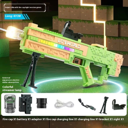 Pixel water gun, 3D toy water gun, high range, modular, easy to assemble, high playability