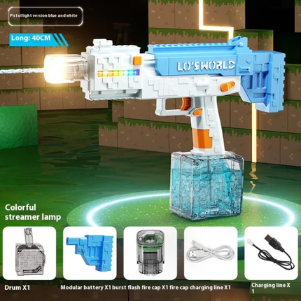 Pixel water gun, 3D toy water gun, high range, modular, easy to assemble, high playability