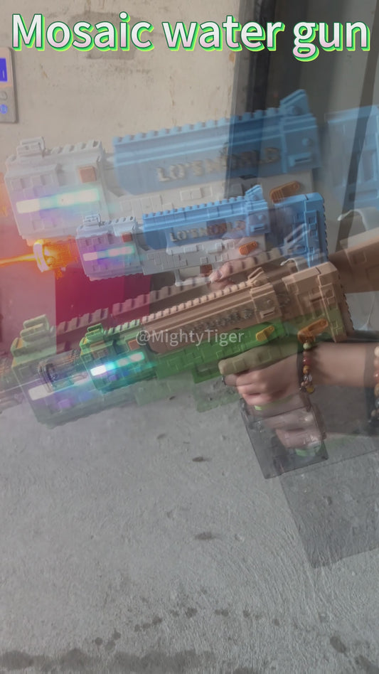Pixel water gun, 3D toy water gun, high range, modular, easy to assemble, high playability