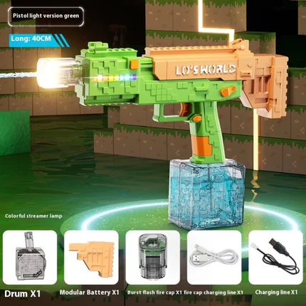 Pixel water gun, 3D toy water gun, high range, modular, easy to assemble, high playability